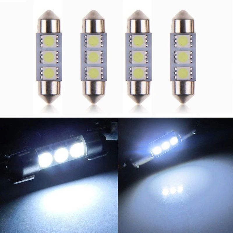 

Dome Car Lights License Plate Lamp Bulb 4pcs Replacement Kit Accessories White DC12V Festoon 5050 SMD