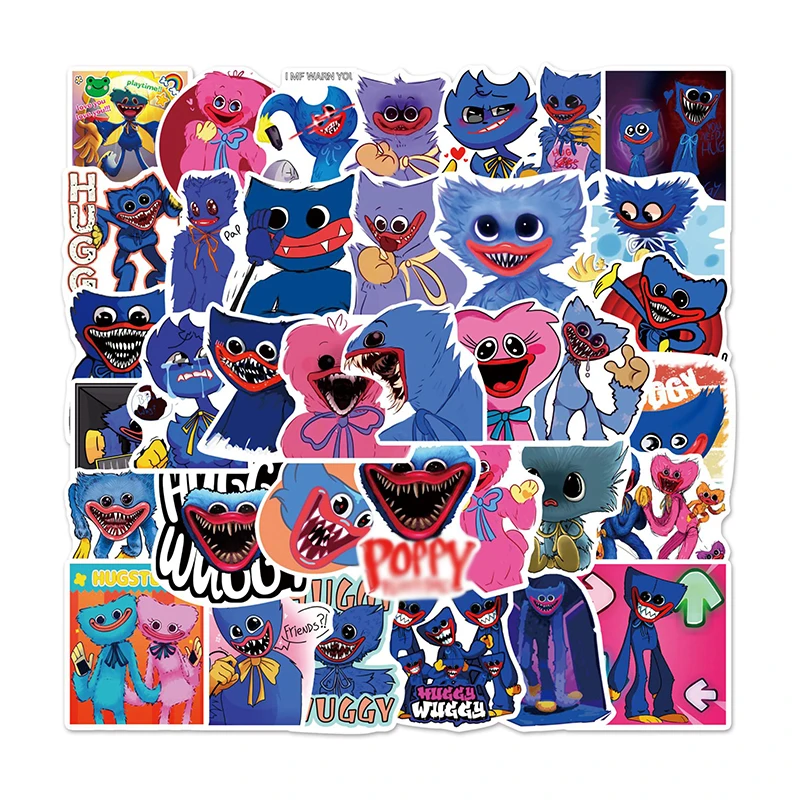 

50 Pcs/set Hague Vagi Huggy Wuggy Stickers Horror Escape Game Cartoon Anime For Phone Luggage Laptop DIY Graffiti Decal Sticker