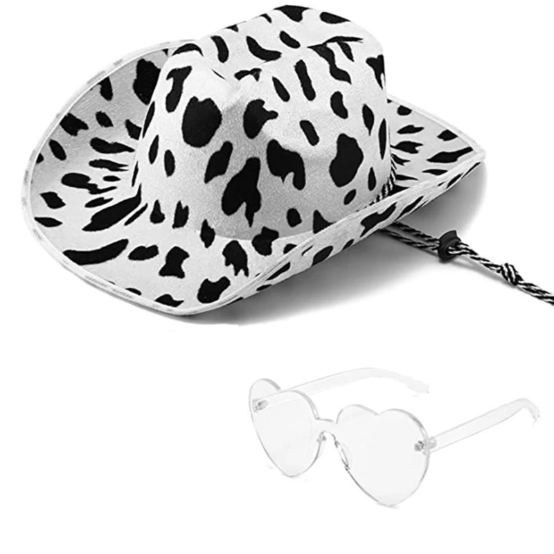 

Spring Sunproof Wedding Cowgirl Hat with Heart Sunglasses for Bachelorette Party