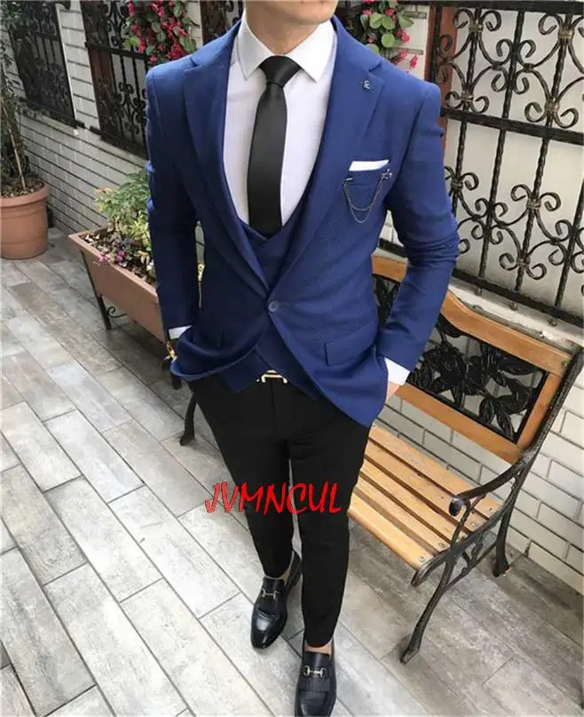 

Fashionable Groomsmen Peak Lapel Groom Tuxedos Men Suits Wedding Prom Blazer smoking masculino ( Jacket+Pants+Tie)