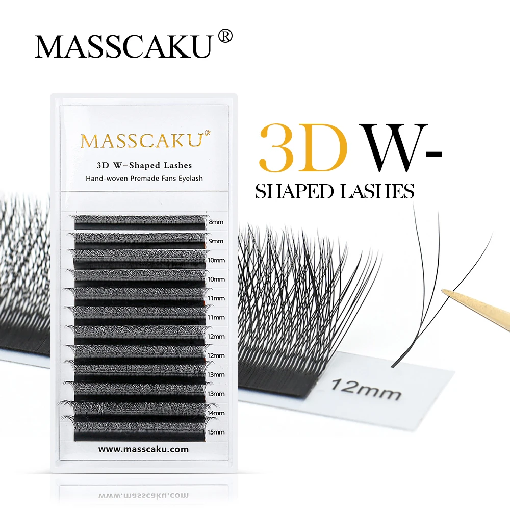 

MASSCAKU W Shape Automatic Flowering Bloom 3D Premade Fans Eyelash Extensions Natural Soft Light Individual Volume Lashes