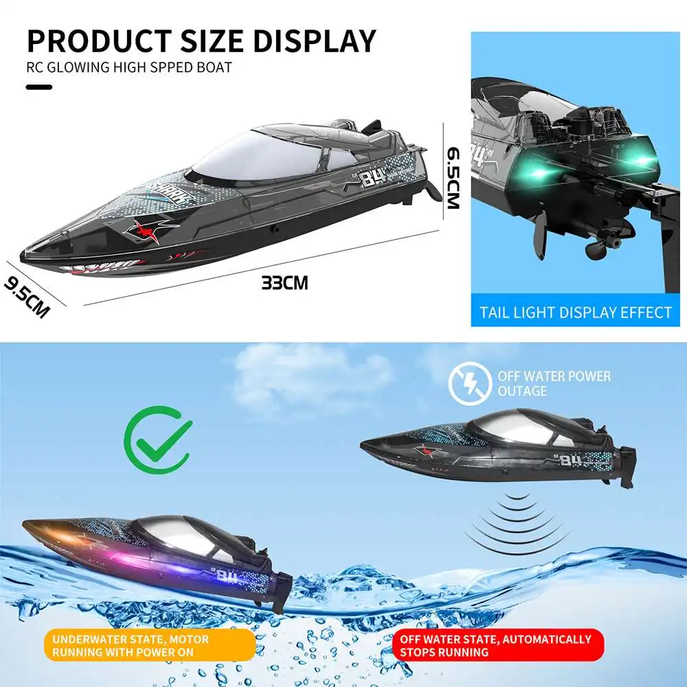 Радиоуправляемая лодка Flytec V006 RTR 2 4G 30 км/ч с автоматическим сбросом светодиодный