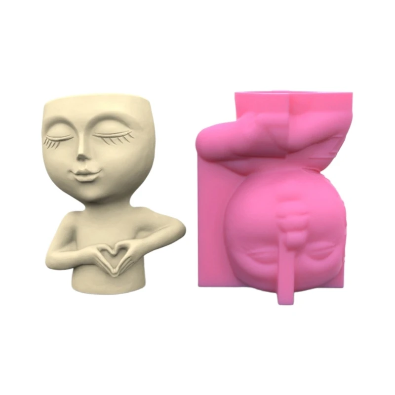

Love Girl Concrete Silicone Pot Mold Succulent Flowerpot Clay Cement Plaster Molds DIY Home Garden Flower Pots Mould
