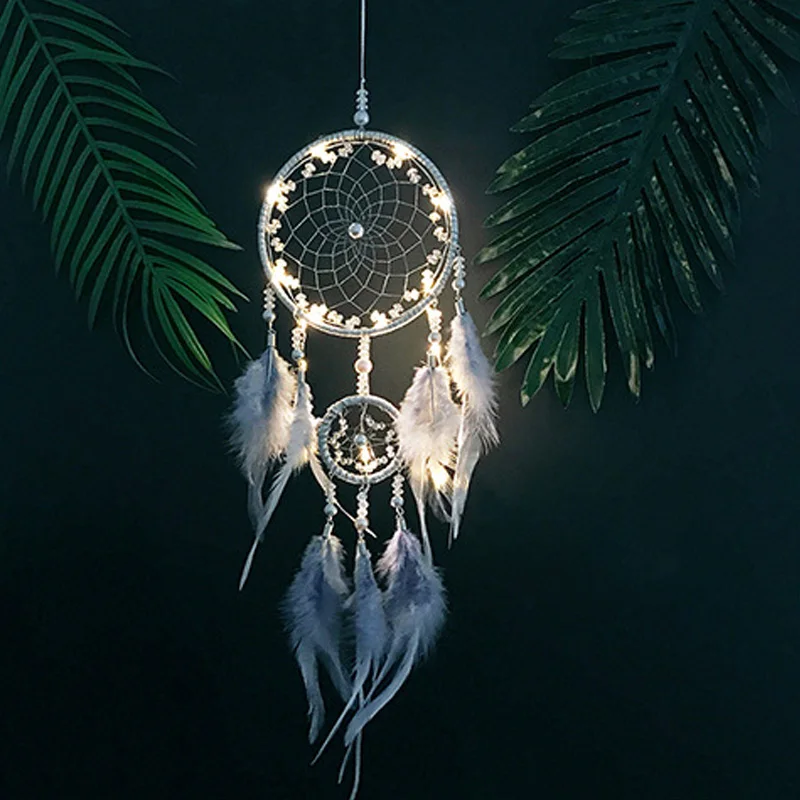 

Feather Dream Catcher with LED Lights Creative Dreamcatcher Girls Birthday Wedding Party Gifts Home Hanging Ornaments Decoration