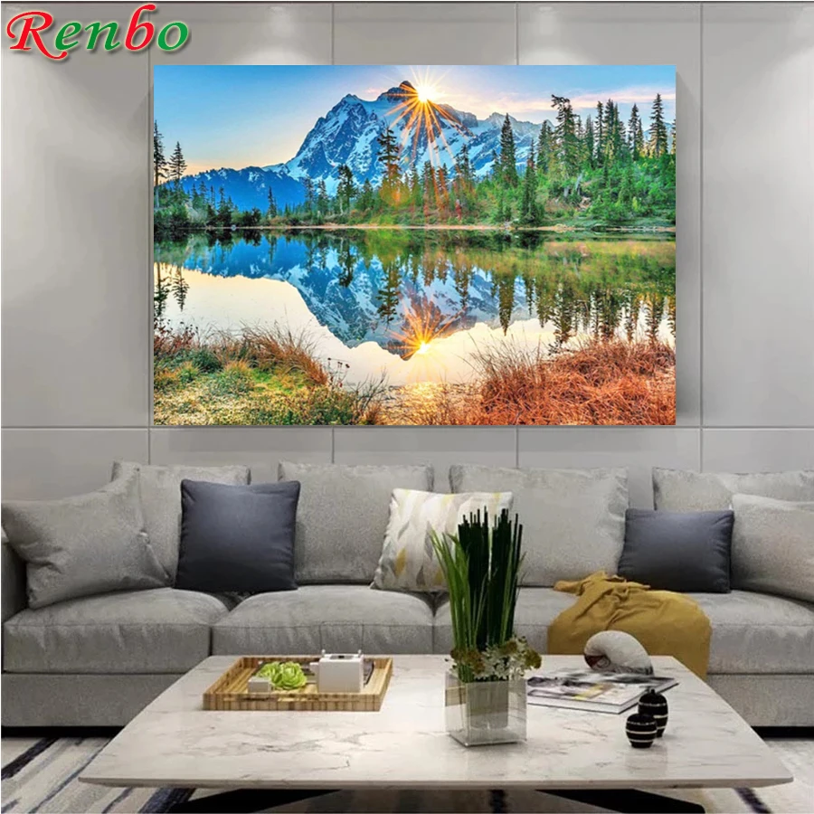 

Алмазная 5D картина с изображением озера, гор, снега, пейзажа