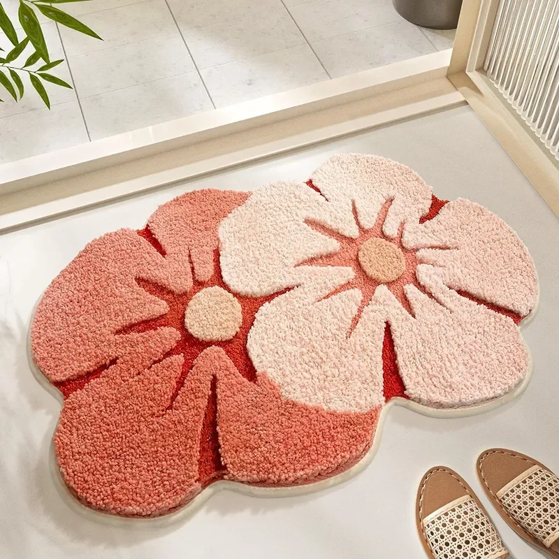 

Для Tufted Ванной Rugs Carpets Cute Mats Inyahome Thick Flower Microfiber Bathroom Shaggy Коврик Bath Shaped Mat Luxury Fluffy