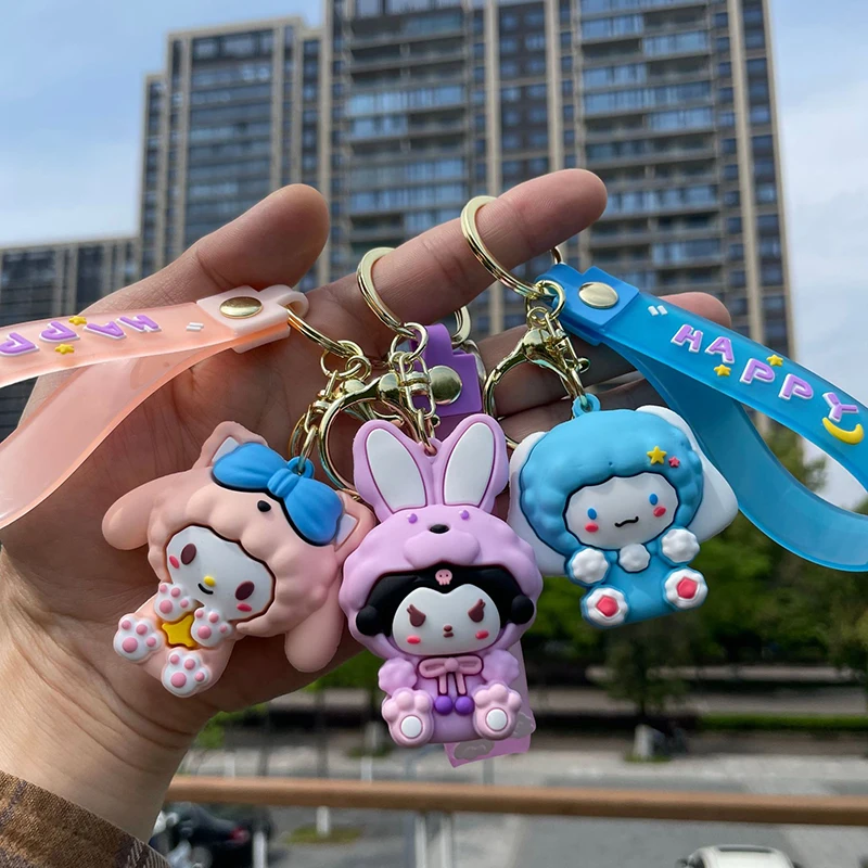 

Kawaii Sanrio Keychain Hello Kittys Accessories Cute Beauty Cartoon Anime Duke Car Key Chain School Bag Charm Toys for Girl Gift