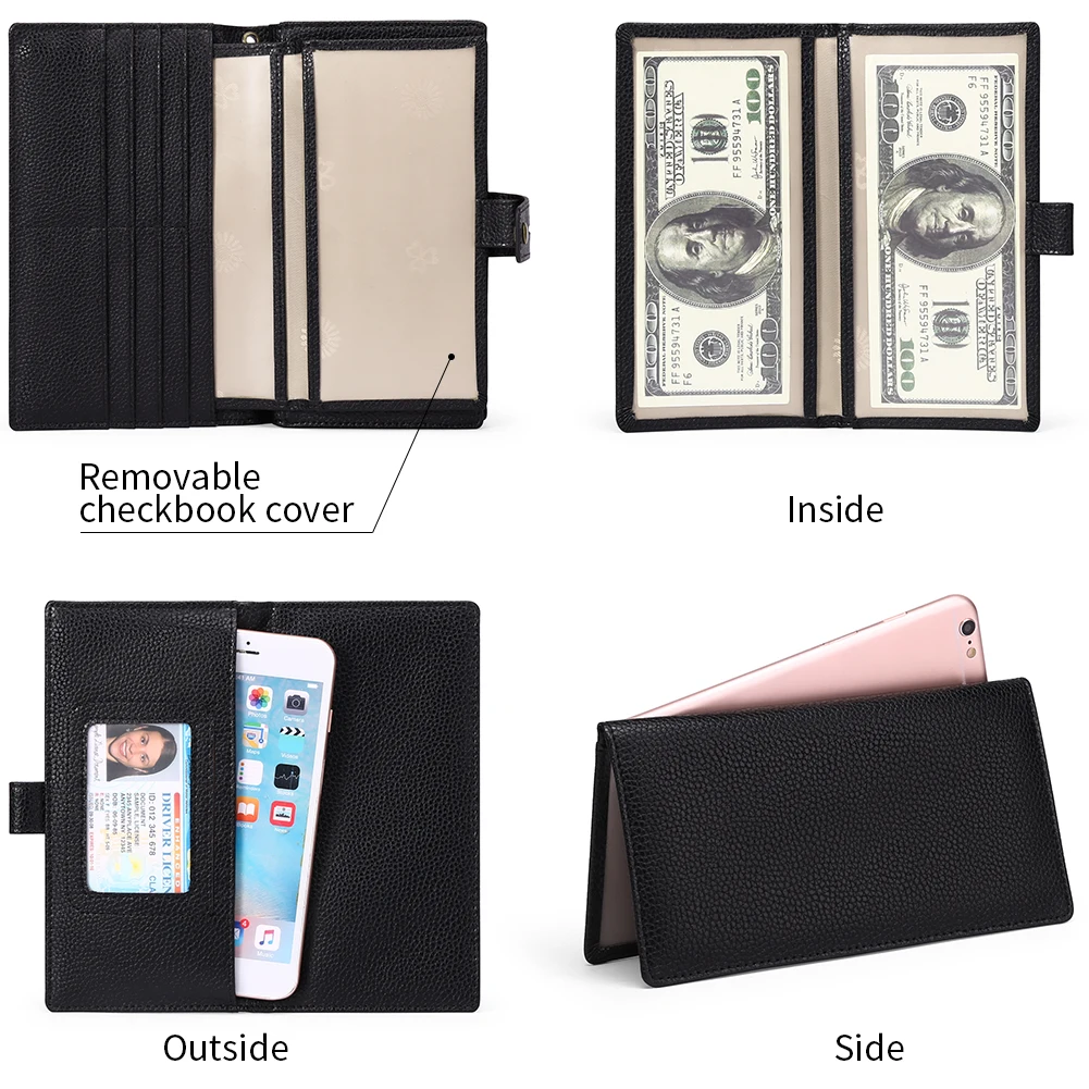 Fashion Women's Wallet Genuine Leather Large Capacity Purse Zipper Long Phone Bag Rfid Card Holder Coin Purses Clutch
