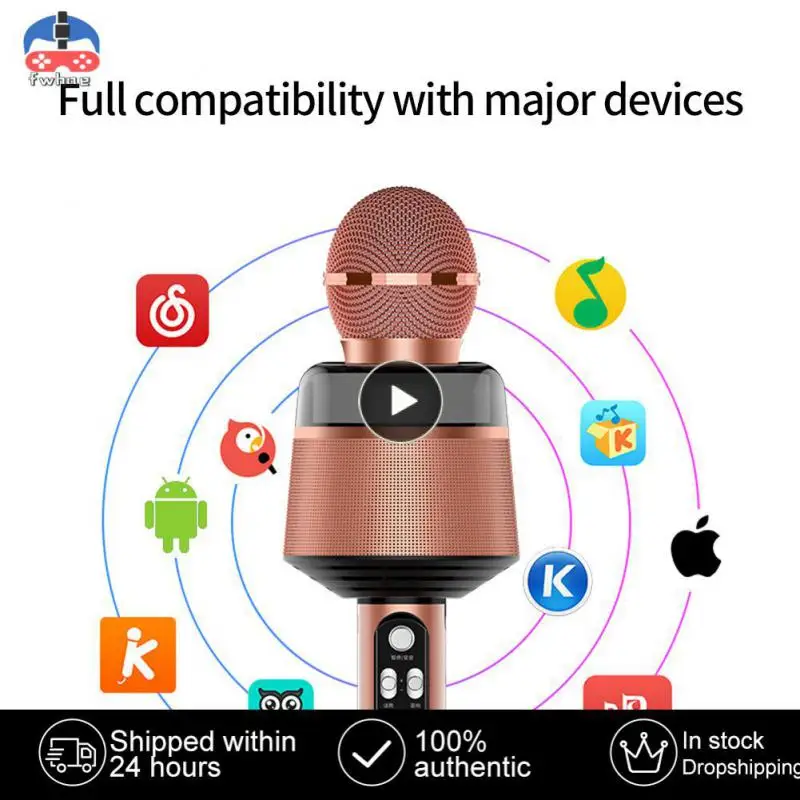 

With Led Light Function Portable Speaker Handheld Home Ktv Player Echo Sound Reverb Speaker Wireless 2-in-1 2 In 1