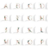 26 letter pillowcases rose floral pillow cover 30x50cm room sofa cushion cover for home decorative english alphabet pillow case