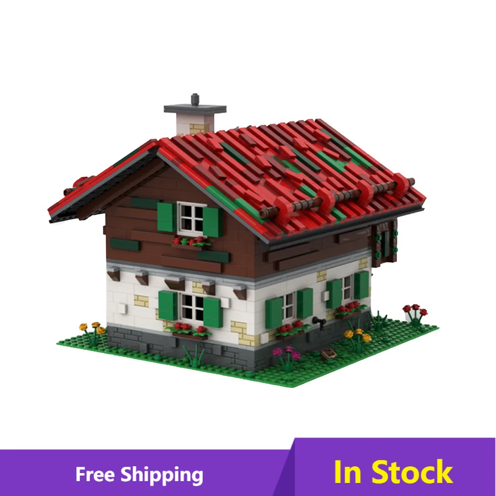 

MOCTown Villa Building Blocks Set Idea Assemble Architecture Hut Bricks DIY Toy MOC Bergbauernhaus House Children Birthday Gift