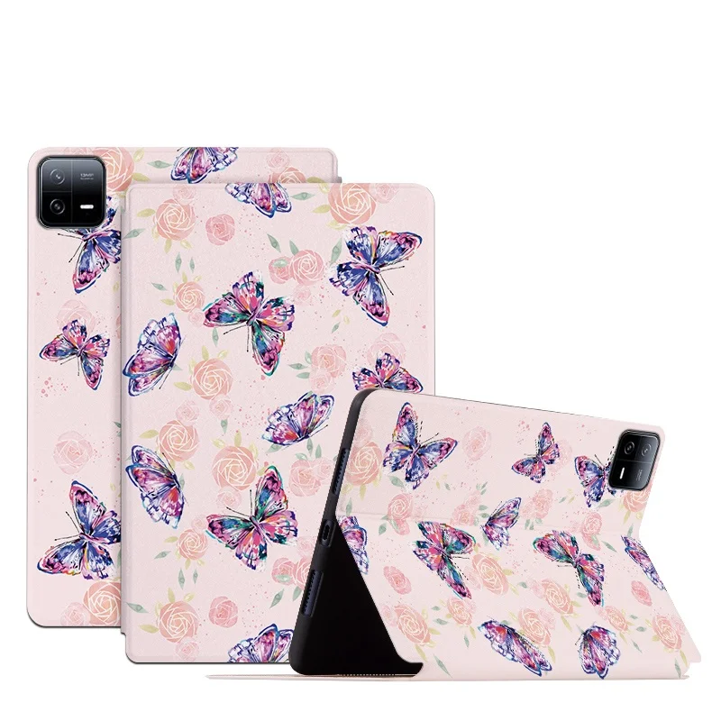 

Shockproof Slim Leather Automatic Sleep Floral Butterfly Flip Stand Case For Xiaomi Mi Pad 6 5 Pro Colorful Matte Hard Cover