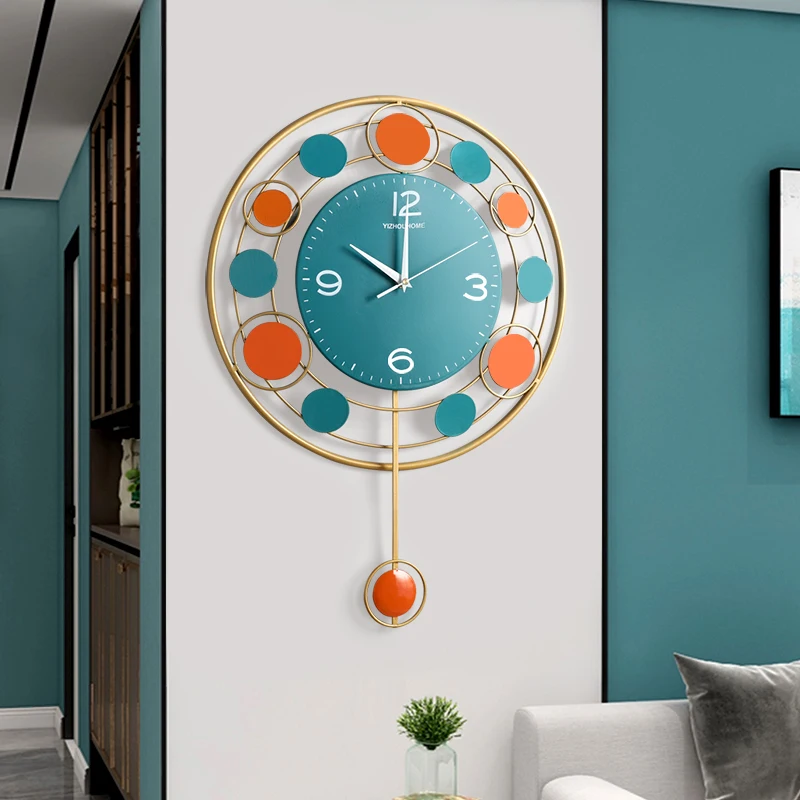 Modern Personality Iron Art Home Decor Hanging Clock Living Room Corridor Silent Clock Mechanism Wall Clock Decoration