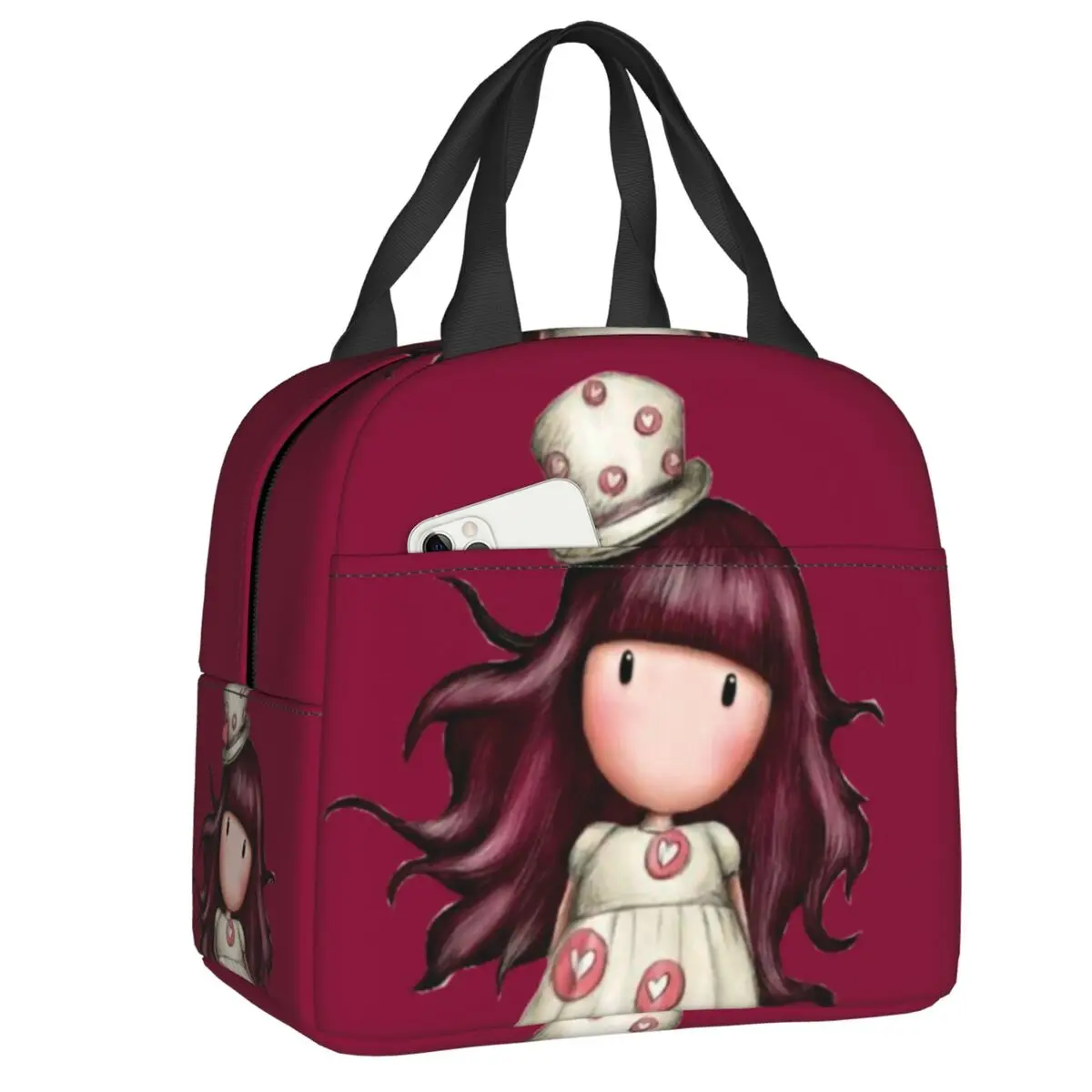 Gorjuss Santoro Insulated Lunch Bag for Women Resuable Girl Cartoon Doll Thermal Cooler Bento Box Office Work School