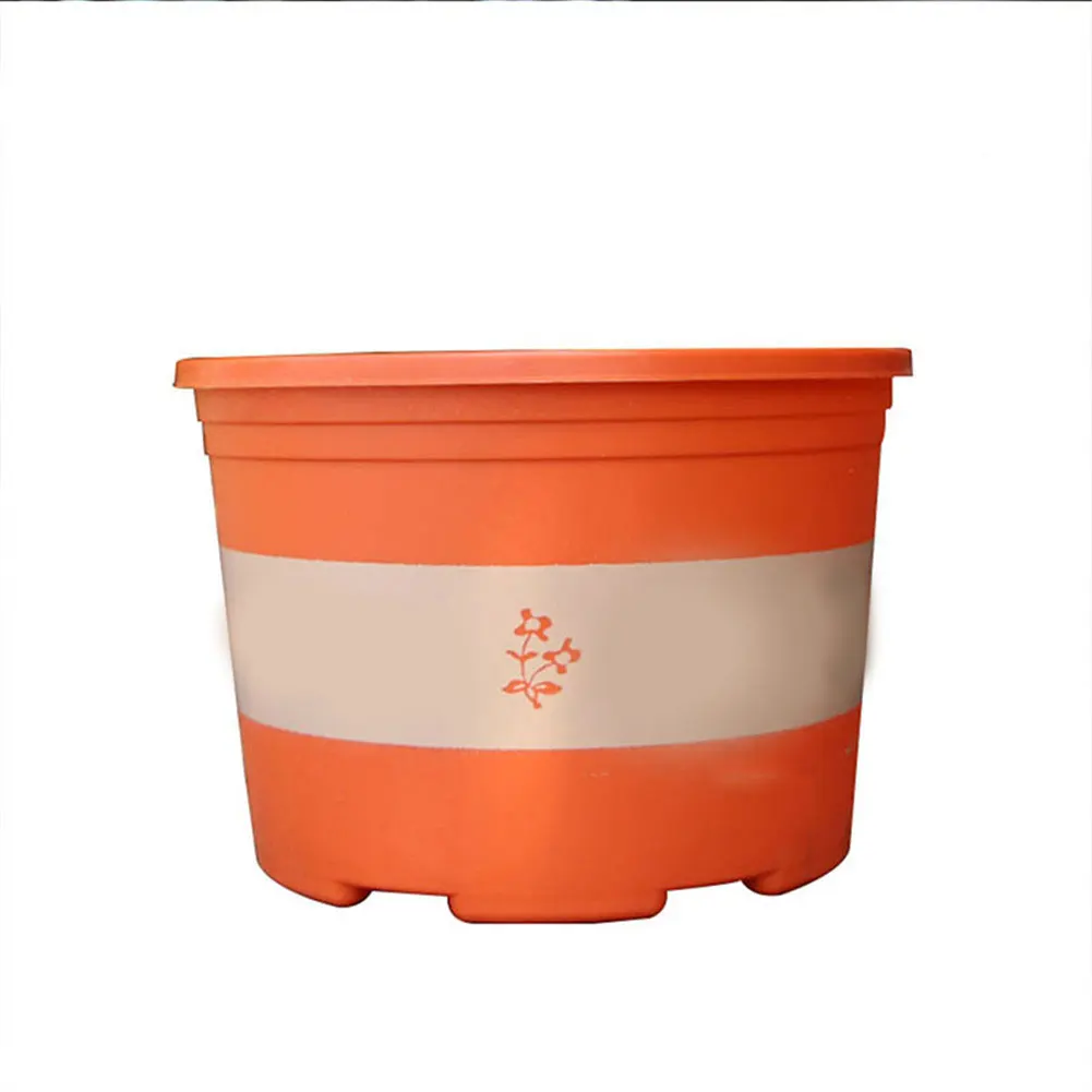 Большой круглый короткий горшок для цветов утолщенный пластиковый цветочный с