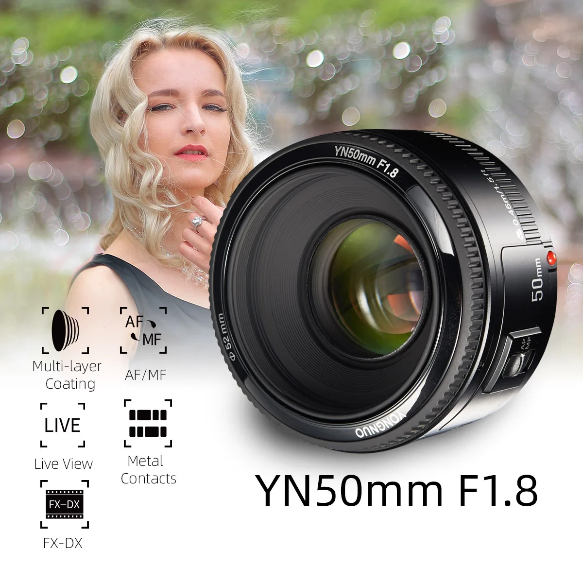 

Объектив YONGNUO YN 50 мм F1.8 с большой апертурой и автофокусом, маленький объектив для цифровой зеркальной камеры Canon EOS 70D 5D3 600D