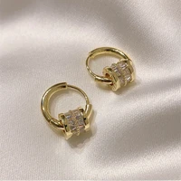 fashion cubic zircon round ball charms hoop earrings for women gold color glossy hoop earrings wendding party jewelry
