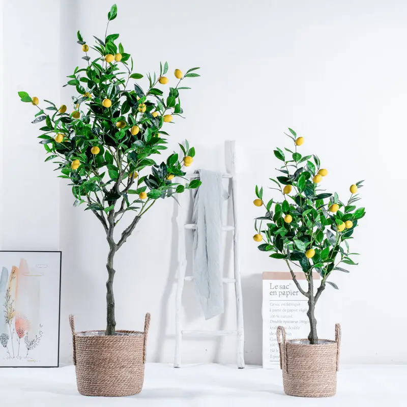 

120-150cm Artificial Lemon Tree Bonsai Fake Plastic Fruit Potted Plant Home Office Garden Decor Photography Props Green Plants