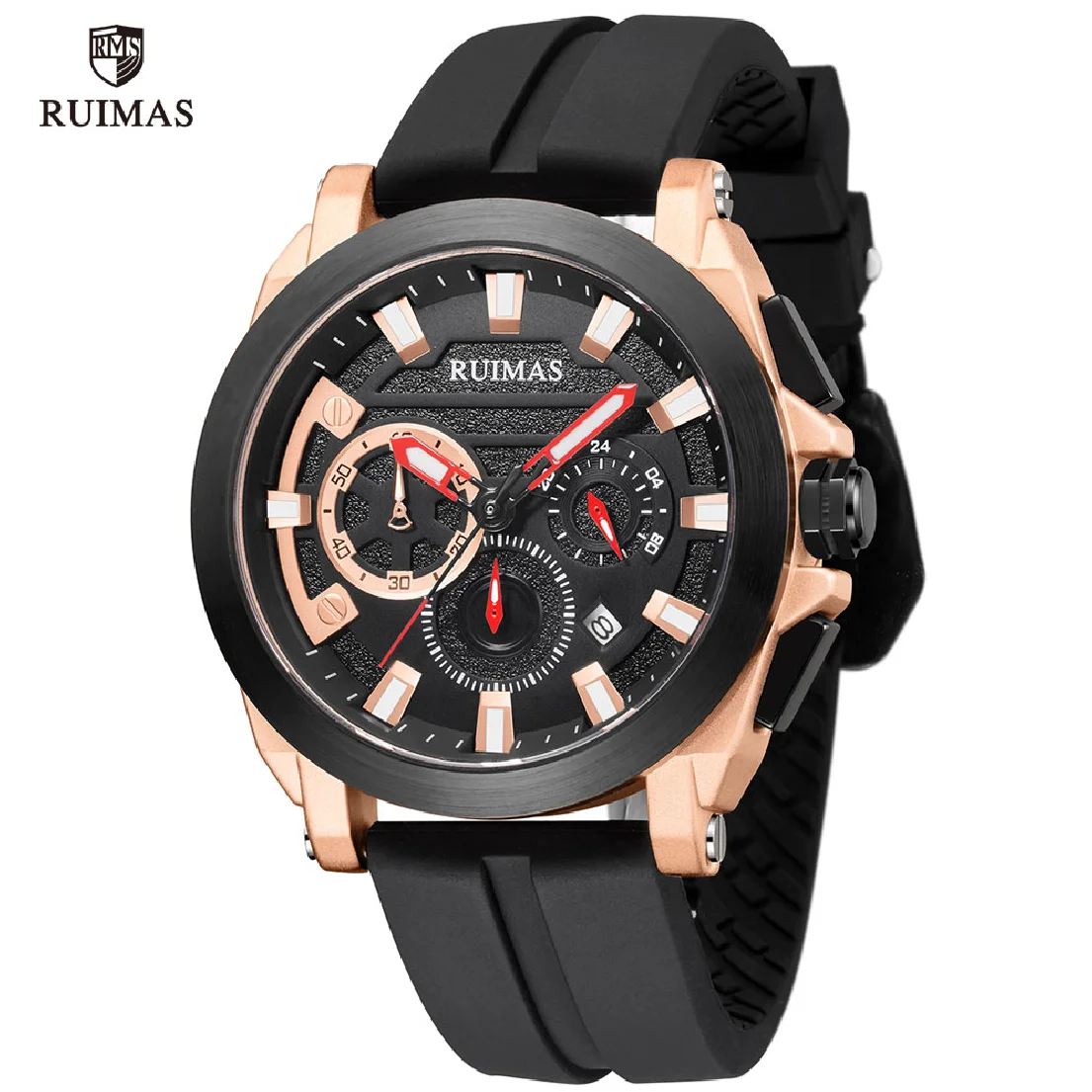 

RUIMAS Fashion Luxury Chronograph Watches Men Silicone Sport Watch Man Waterproof Army Quartz Wristwatch Relogio Masculino 580