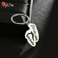sifisrri engrave baby name date footprint keychain for mother kids llaveros stainless steel personalized custom jewerly gifts
