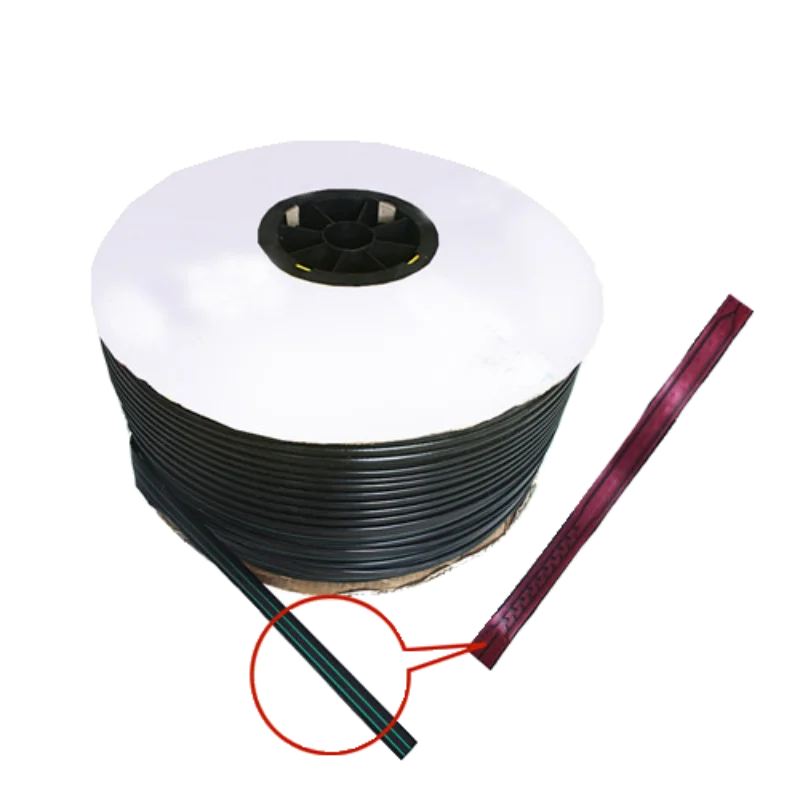 

Irrigation drip tape with labyrinth or flat emitter