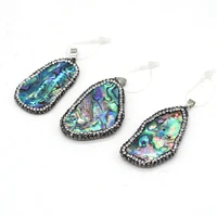 wholesale5pcs natural stone irregular abalone shell pendant for jewelry makingdiy necklace earring accessories free25x35 30x40mm