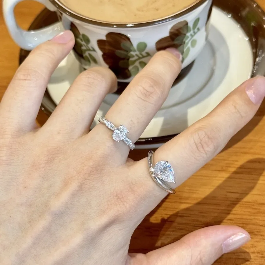 Кольцо из чистого серебра 925 пробы с восемью стрелками и каплями воды одинарное