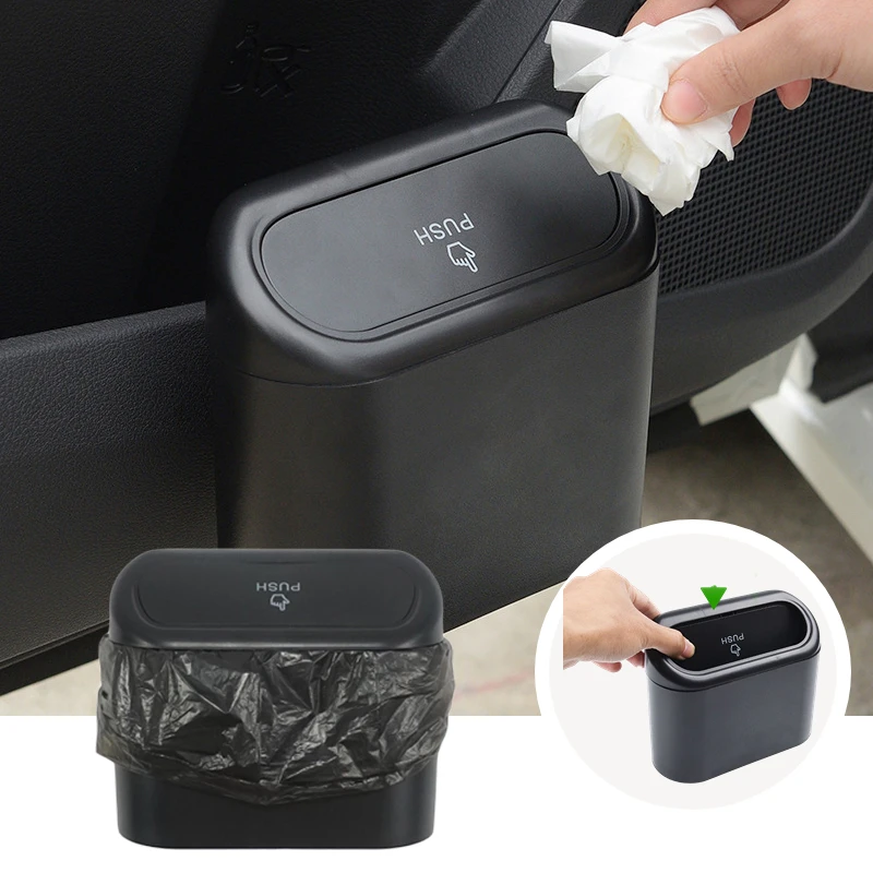 

ABS Hanging Universal Car Trash Can Vehicle Garbage Dust Case Storage Box Square Trash Can Type Auto Car Interior Accessories