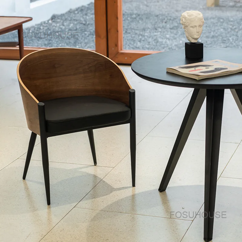 

Italian Designer Household Living Room Chairs Nordic Light Luxury Dining Chair Living Room Furniture Solid Wood Back Sofa Chair