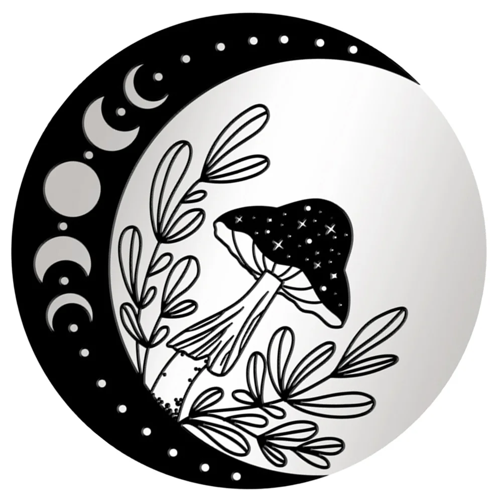 

Wallmoon Decor Stickers Phase Acrylic Artmushroom Bathroom Mirrors Decorative Hanging3D Modern Removable Decals Adhesive Bohemia