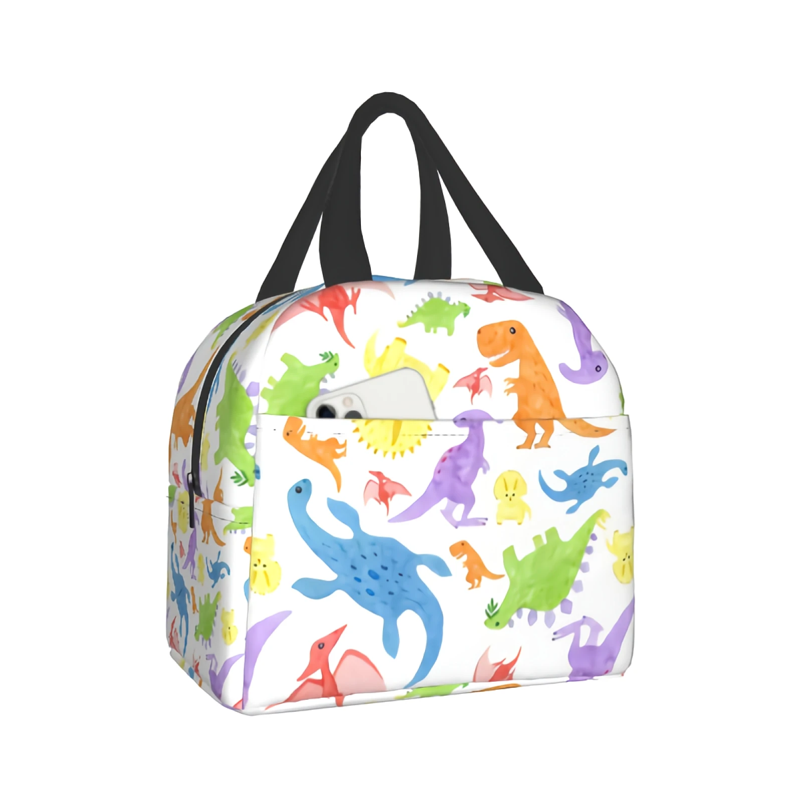 

Imiss Cute Colorful Dinosaur Watercolor Pattern Insulated Lunch Bag for Women Men Cartoon Dino Animal Print Small Lunch Box