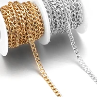 gold color aluminum chain roll curb chains flat unwelded twisted link chain for diy necklace bracelets jewelry finding material