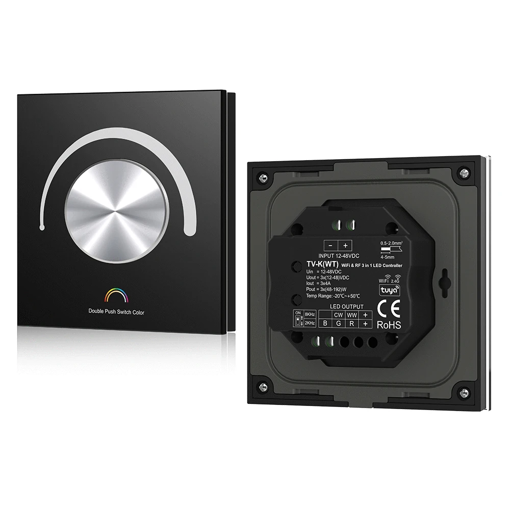 

Поворотная стеклянная панель, светодиодный контроллер постоянного напряжения, 12 В, 24 В постоянного тока, умный диммер, WIFI TUYA, приложение, облачное управление для DIM CCT, RGB светодиодная лента