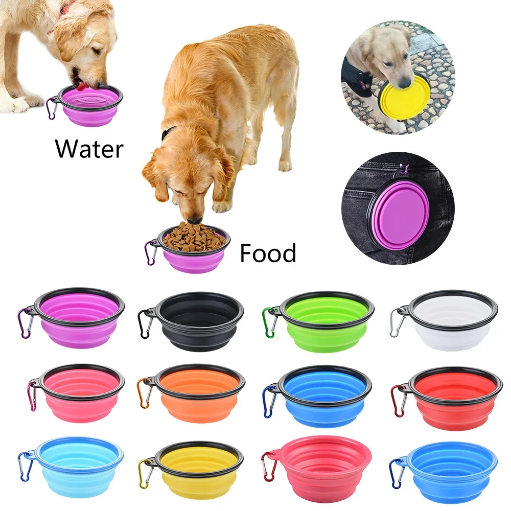 

Dog Bowl Foldable Eco Firendly Silicone Pet Cat Dog Food Water Feeder Travel Portable Feeding Bowls Puppy Doggy Food Cont