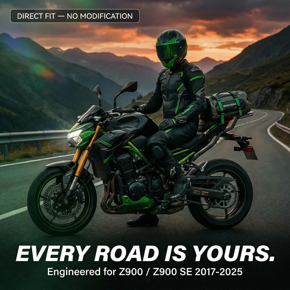 Фото Для мотоциклов KAWASAKI Z900 Z 900 SE 2017-2022 2023 2024 2025: Черный задний багажник-крепление для груза №5