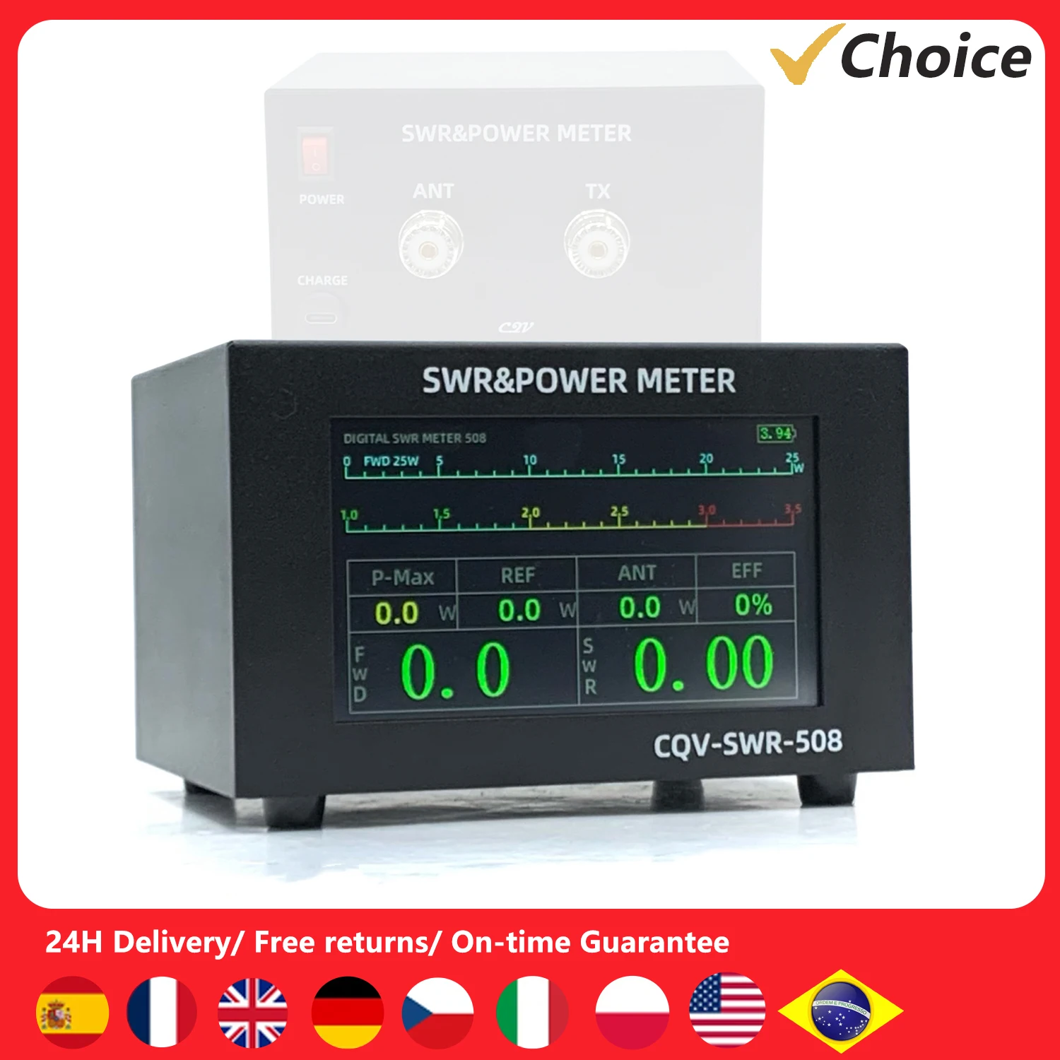 Мощный Цифровой Счетчик Swr 200 Вт С Частотой 1 8–54 Мгц Цветной Ips-дисплей 4 3-дюймовая