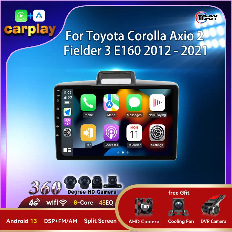 Авторадио Android для Toyota Corolla Axio 2 Fielder 3 E160 2012 - 2021 Авто автомобильный экран 9 дюймов