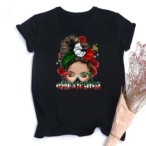 Рубашка с принтом Mexicnana для девочек, женская летняя футболка в стиле ретро, футболка с графическим рисунком, модная женская футболка с короткими рукавами, винтажная одежда для девочек