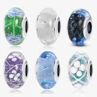 2022 new original 100 925 silver colors glass bead wood stone murano flower charm fit original brand bracelet diy women jewelry