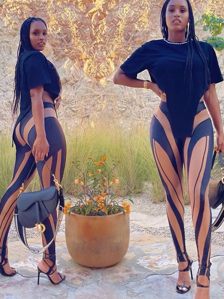 

Sibybo 2022 Summer New Print Jumpsuit Women Slim Fashion Bodysuit Woman Shapewear Scratch Contrasting Colors Combinaison Femme