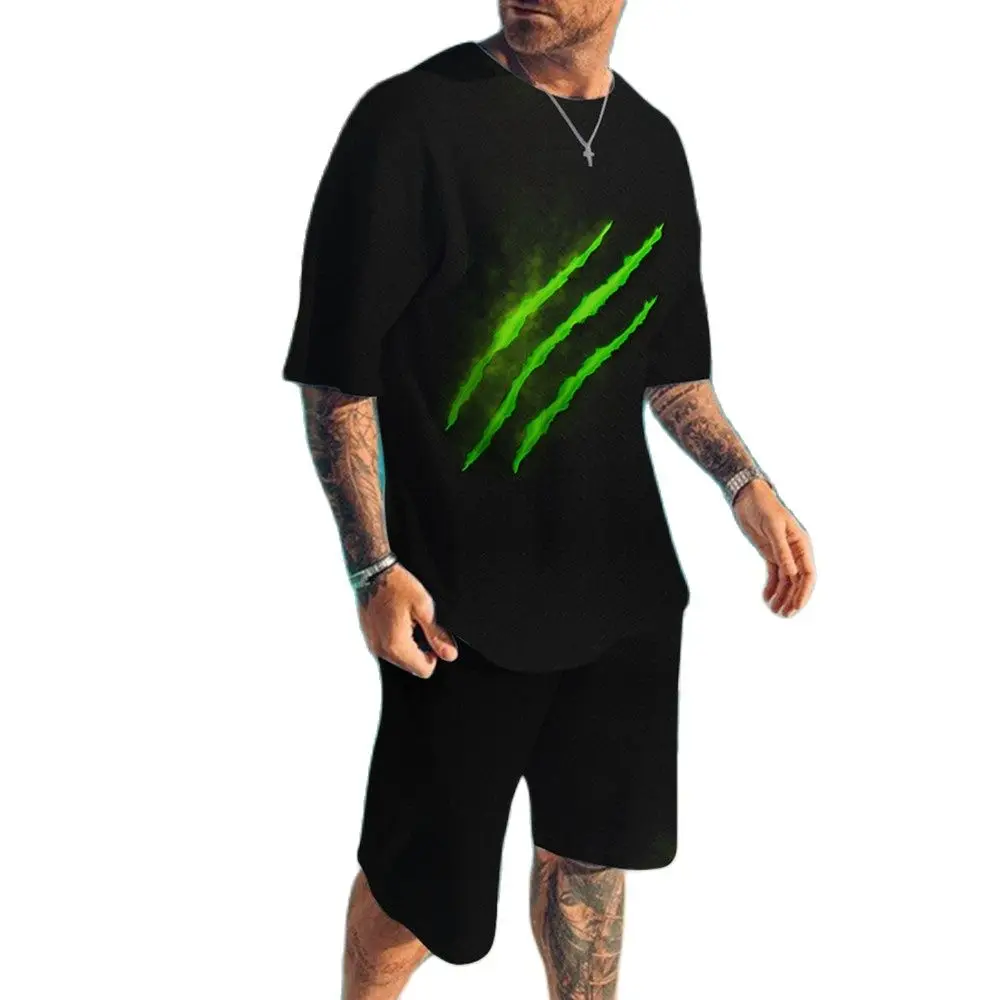 

Мужской повседневный комплект из футболки и шортов, футболка с круглым вырезом и короткими рукавами и 3D-принтом, весна-лето 2023