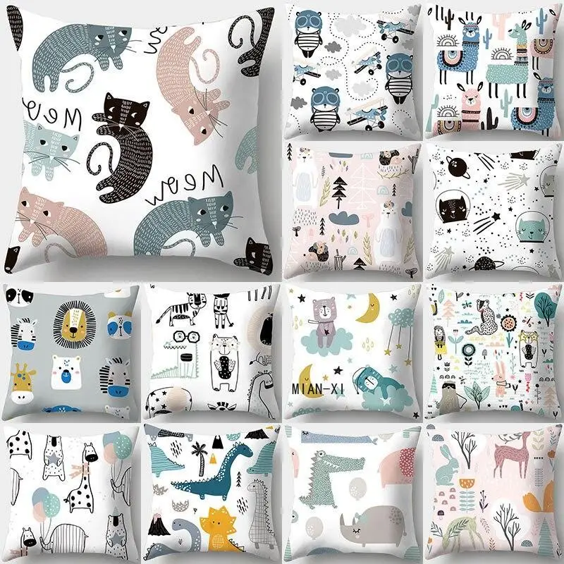 

Декоративная наволочка в виде динозавра альпаки, панды, лисы, 45x45 см