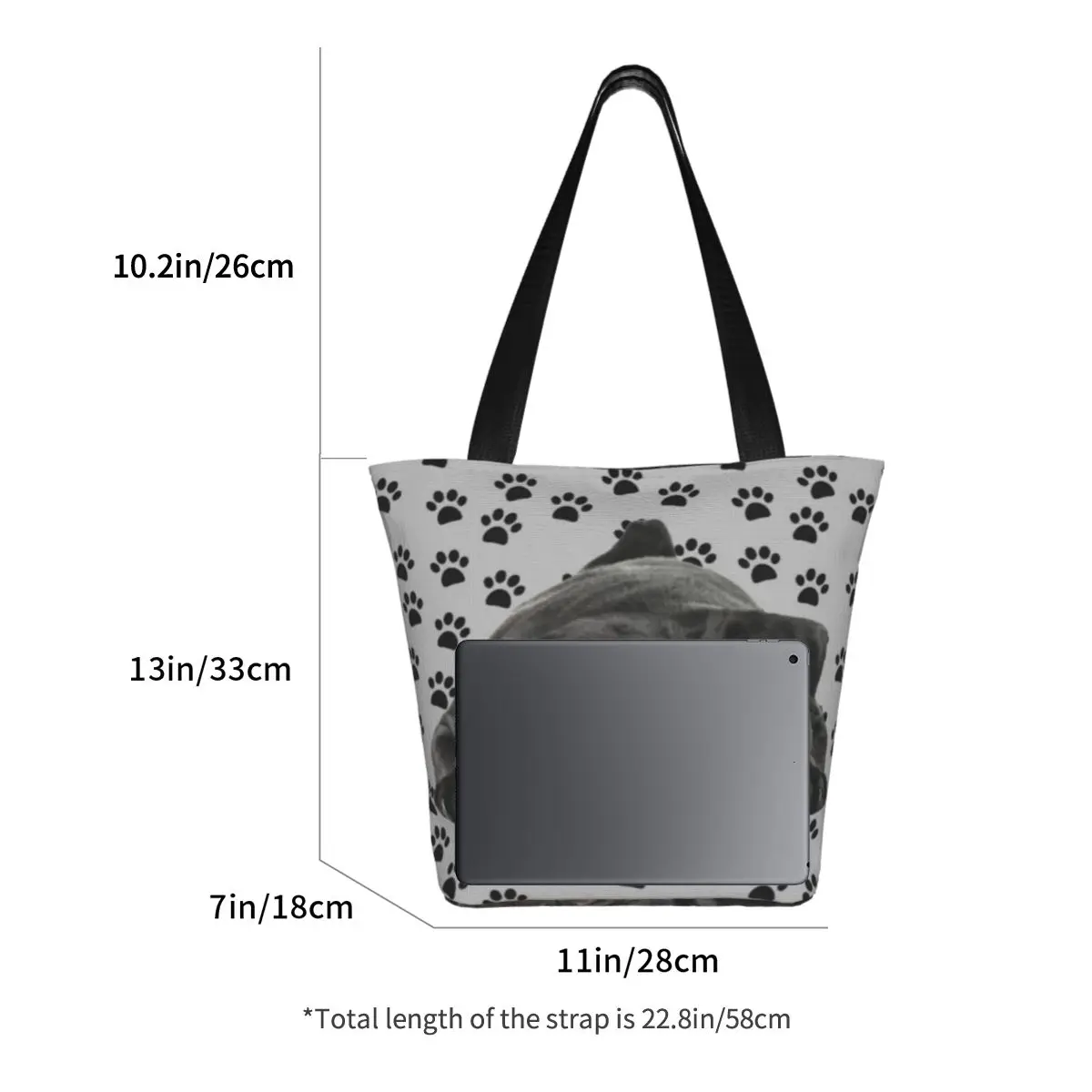 Очаровательная черная Повседневная Сумка-тоут через плечо для мопса сумка