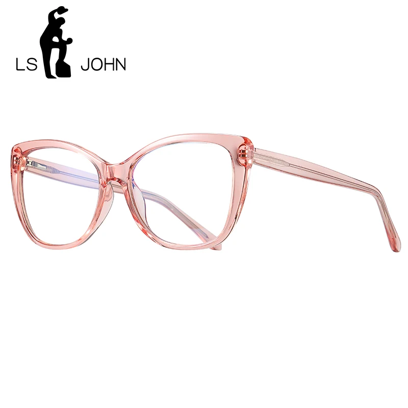 

LS JOHN Oversize Cat Eye Computer Glasses Women Ultralight Anti Blue Light Blocking Eyeglasses Transparent Optical Eyewear