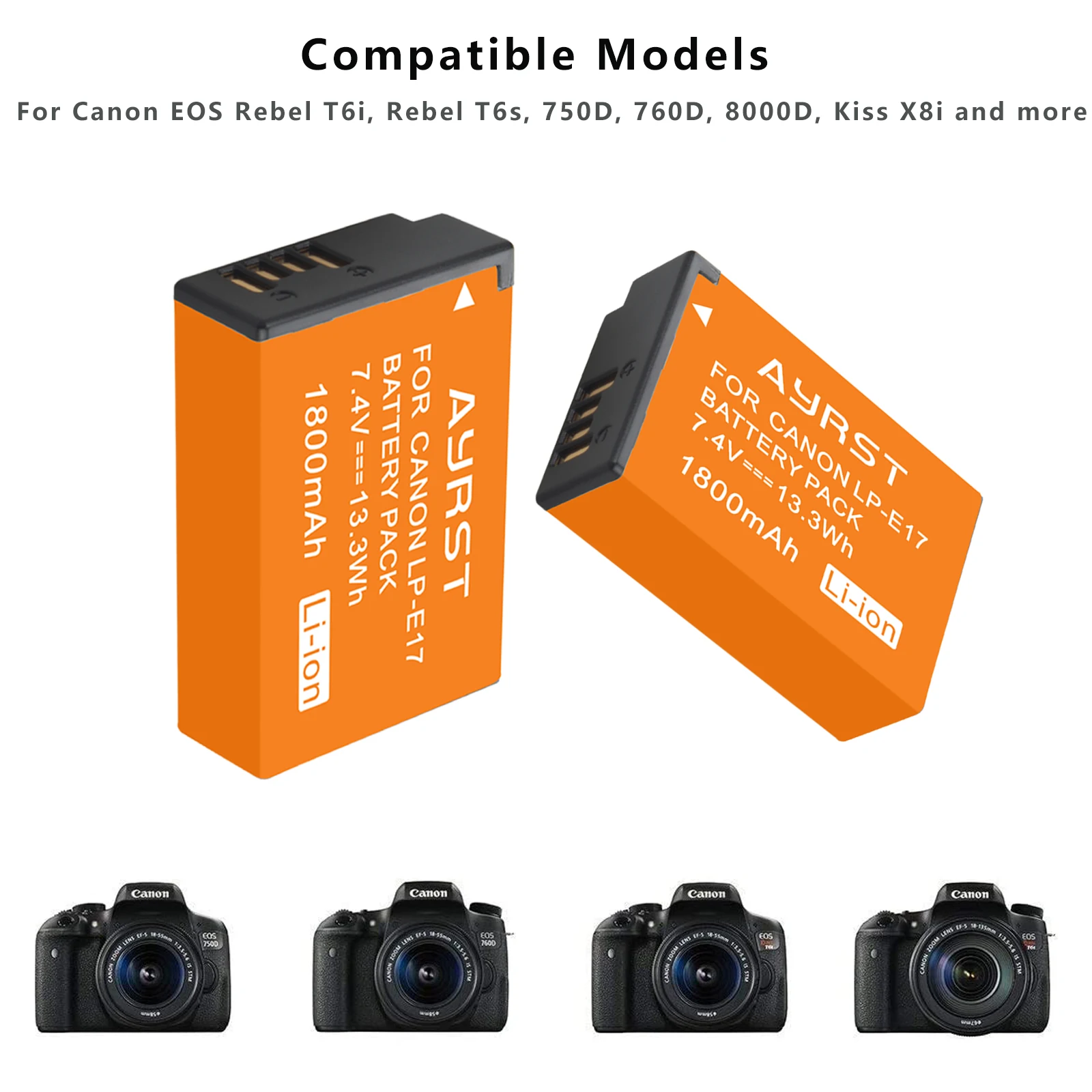 1800mAh LPE17 LP E17 LP-E17 Battery + 2-slot Dual Charger for Canon EOS 200D M3 M5 M6 750D 760D T6i T6s 800D RP Kiss X8i SL2 images - 6