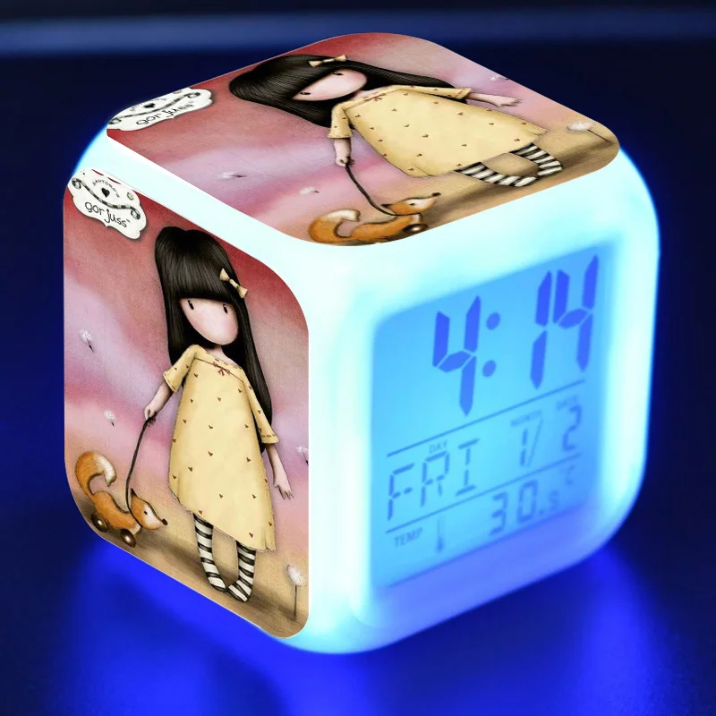 Светодиодный Будильник с рисунком Санторо цифровые светящиеся часы-будильник