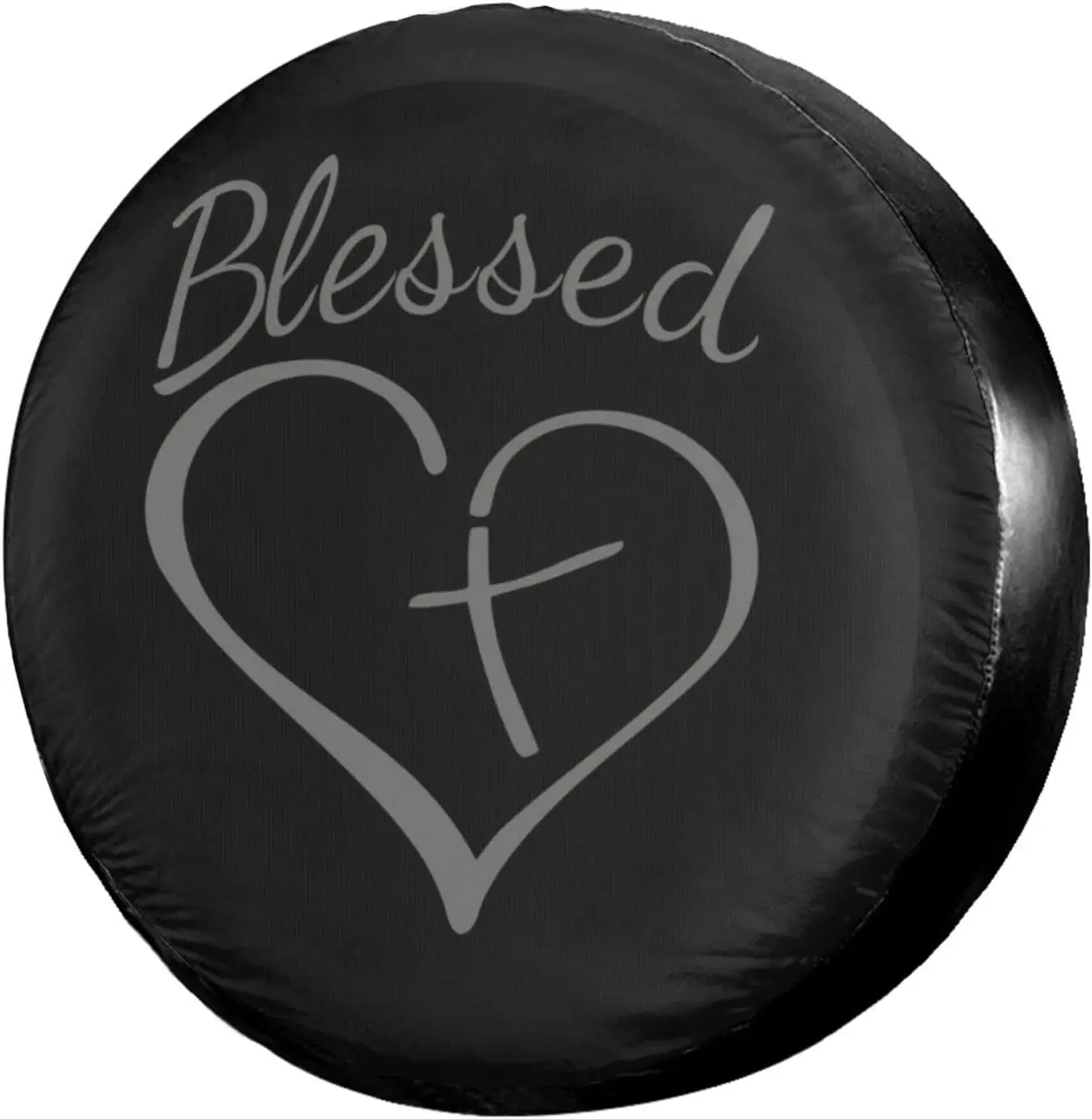 

Blessed Heart with Cross Spare Tire Cover Waterproof Dust-Proof UV Sun Wheel Tire Cover Fit Fits most vehicle tire covers