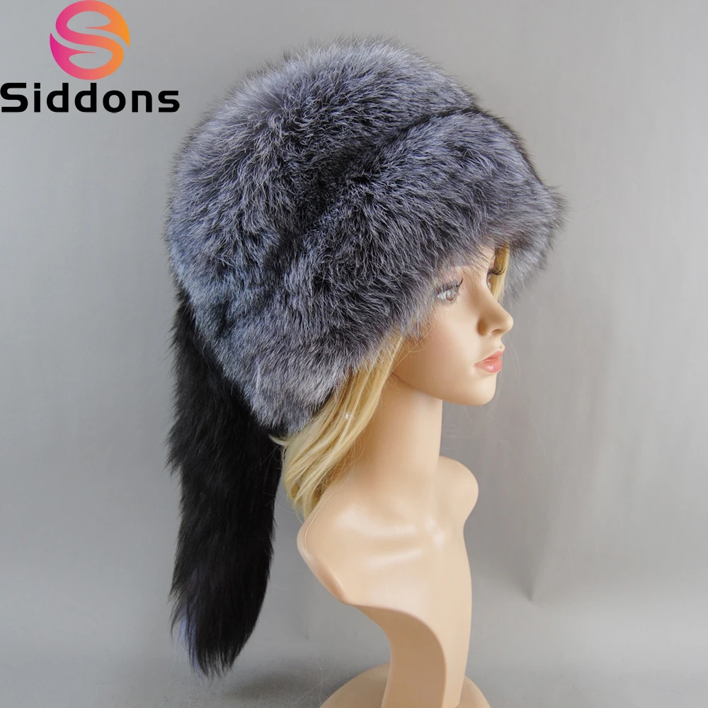 2023 Unisex Real Fox Fur Beanies Hat Mongolian Hat Unique Process Fox Tail Design Luxury Winter Warm Hats For Fashion Bomber Hat