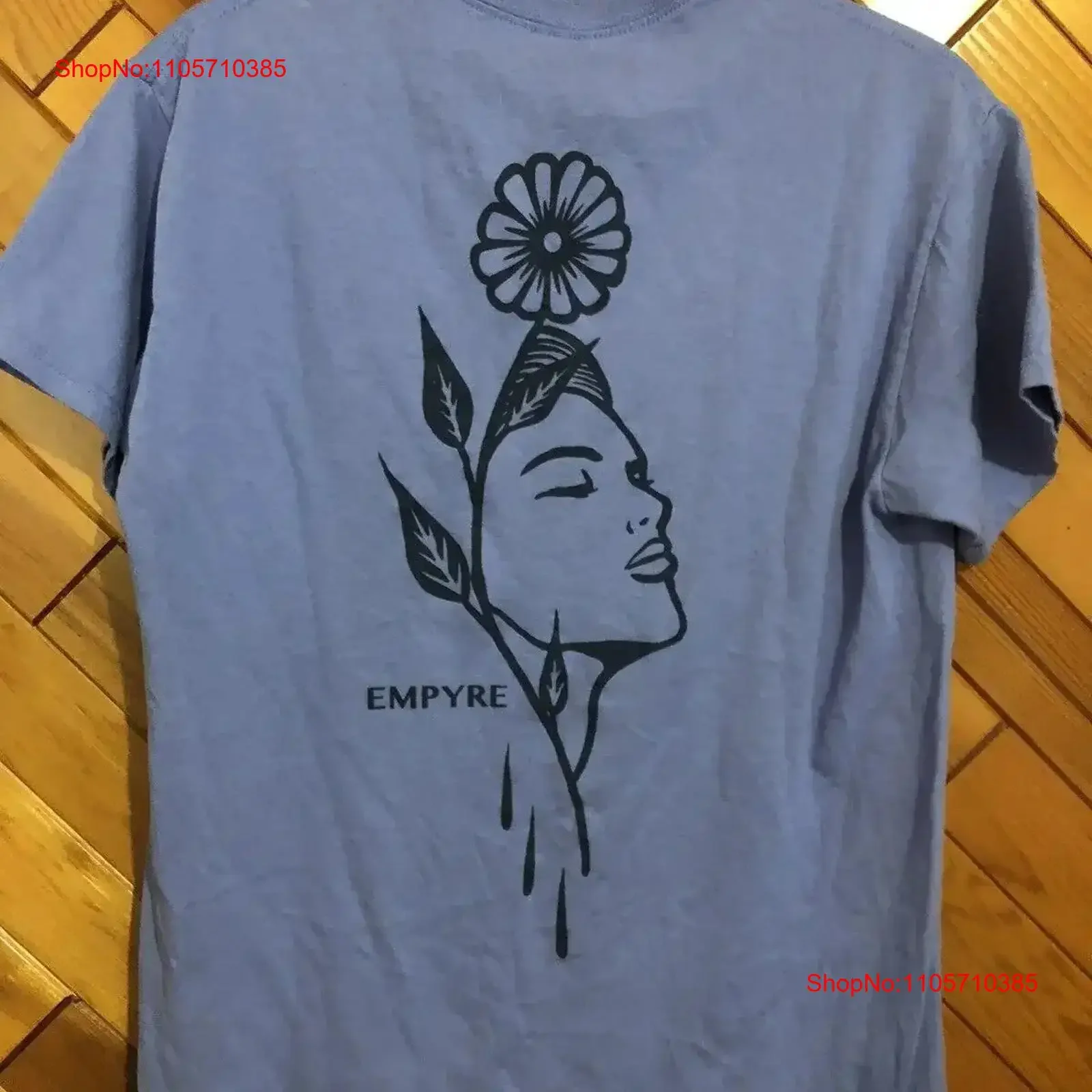 Фото Мужская футболка Empyre Sun Flower Girl on Back, фиолетовая, размер M, винтажная, с эффектом потертости, модная, эластичная, дышащая, мягкая, с графическим принтом №1