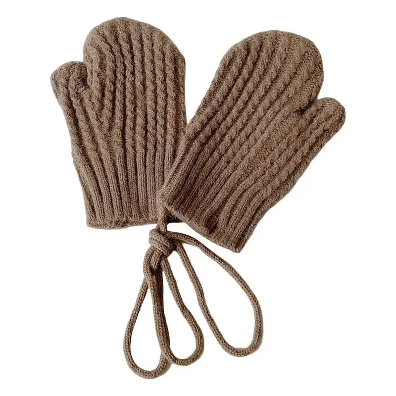 

Варежки для малышей, Детские теплые перчатки на шнурках, Детские теплые перчатки, зимние вязаные варежки из флиса для мальчиков и девочек